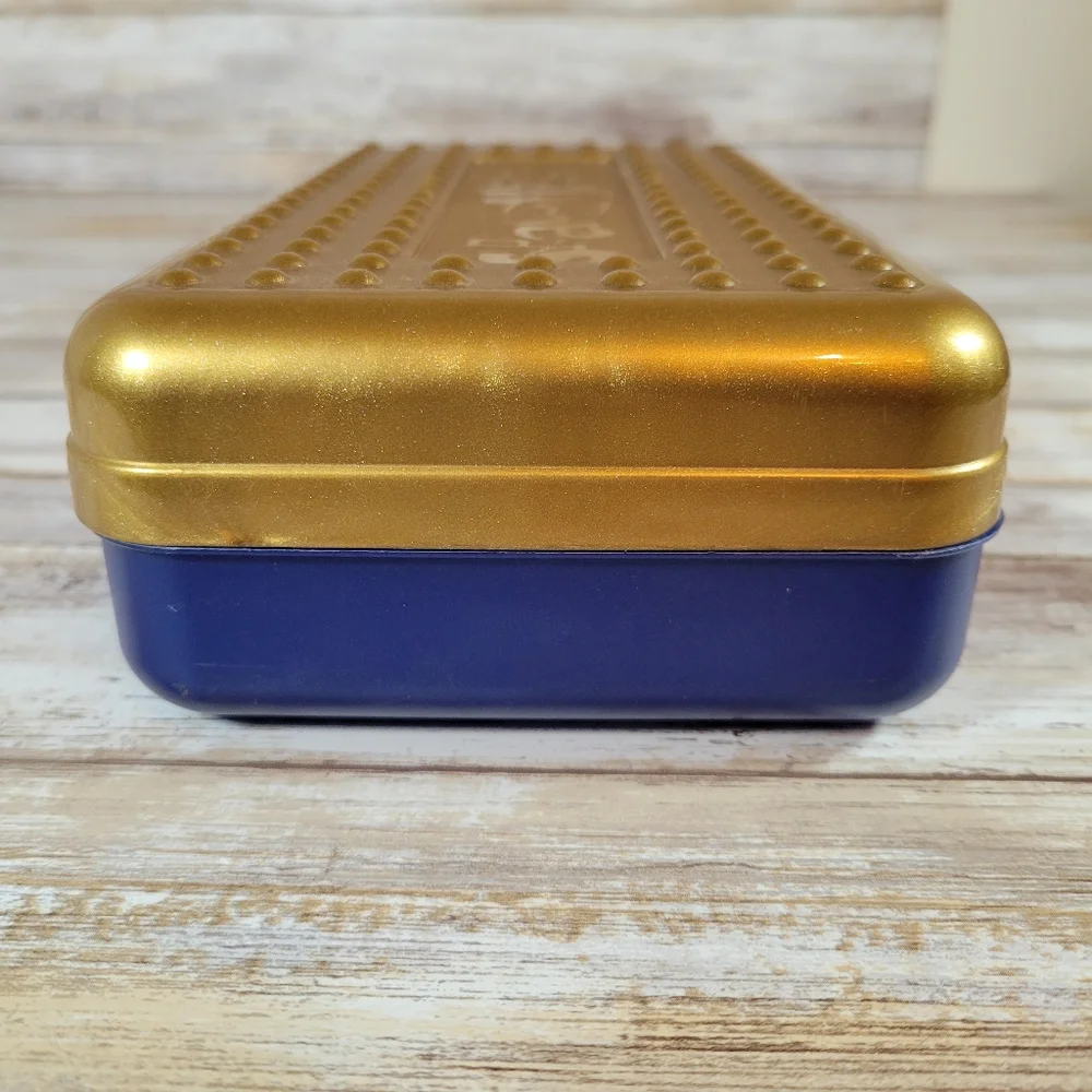 Spacemaker Pencil Box Blue & Gold Made In USA